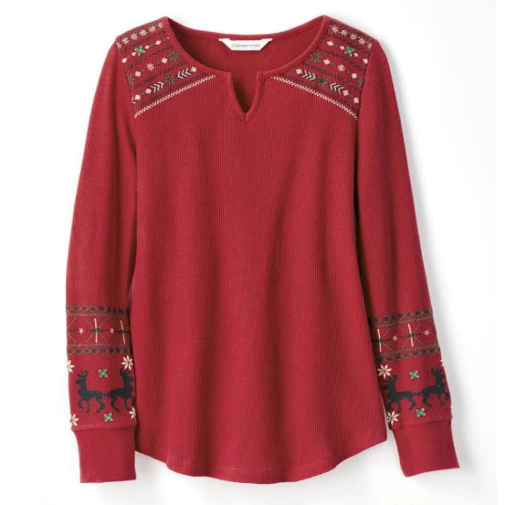 Coldwater Creek Wintertide Waffle Tee S